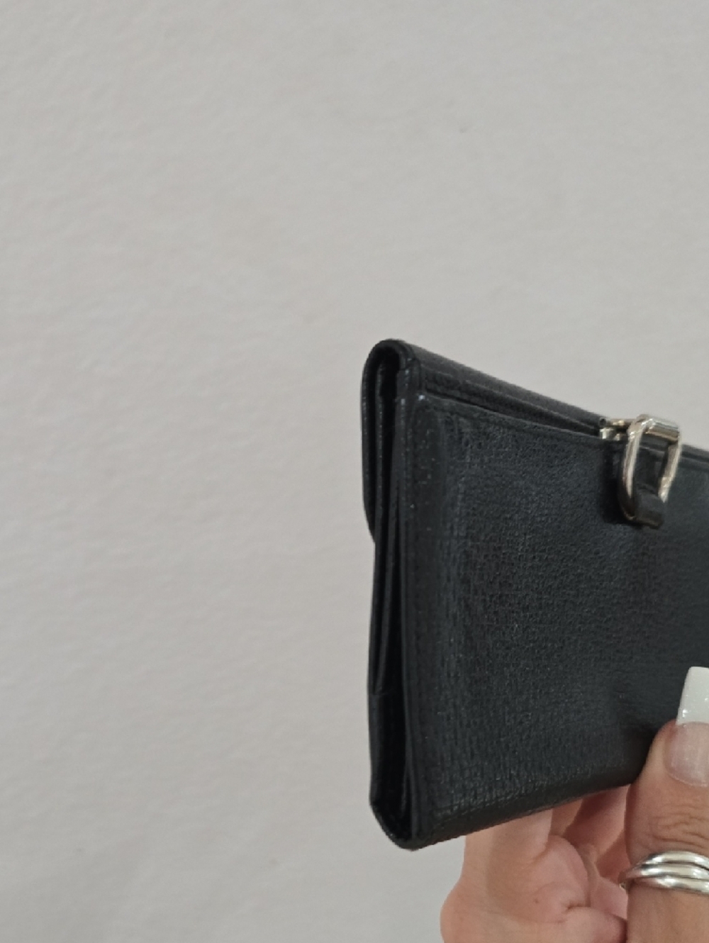 Gucci Black Leather Wallet with Silver Buckle Vintage NWOT - Picture 3 of 14